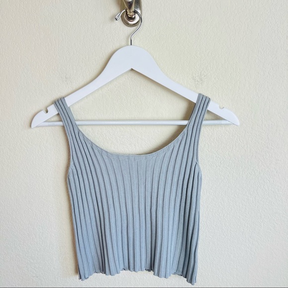 Urban Outfitters Dusty Blue Knit Ribbed Crop Tank Top - Picture 6 of 6